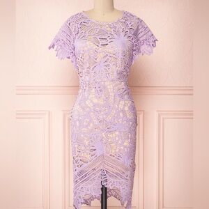 Boutique 1861. Main Strip MATTEA Crochet Dress in Lilac